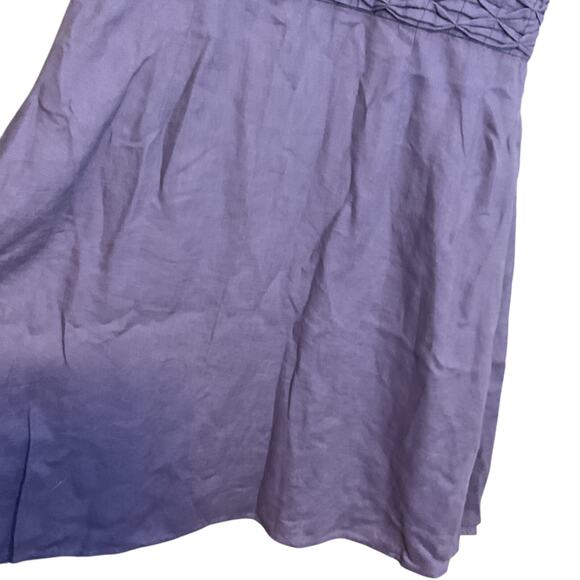 ORVIS Dress Women’s Size 14 Purple Linen Midi Short Sleeve A-line V-Neck - Picture 10 of 16